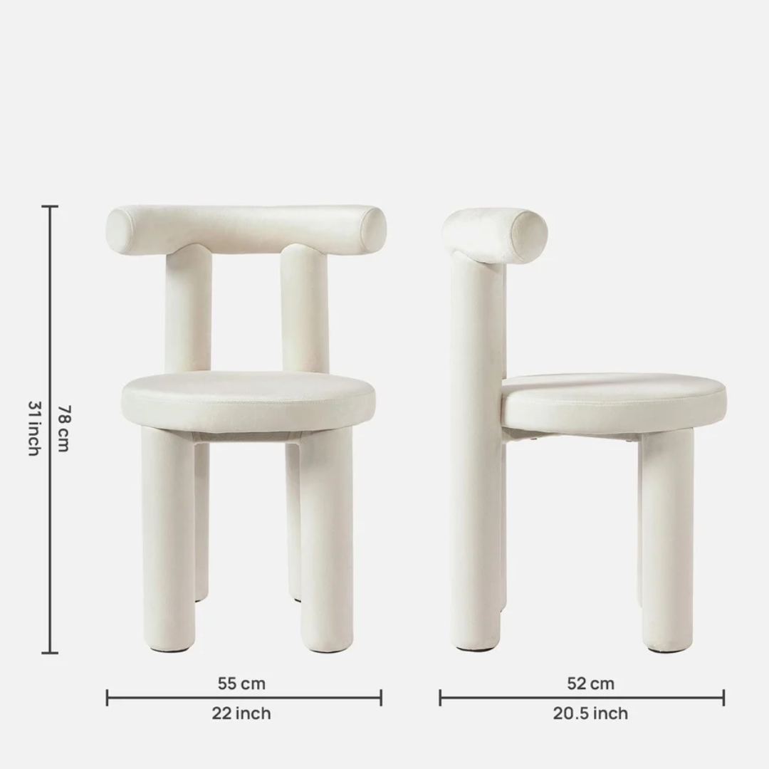 Modern White Boucle Dining Chair size dimensions