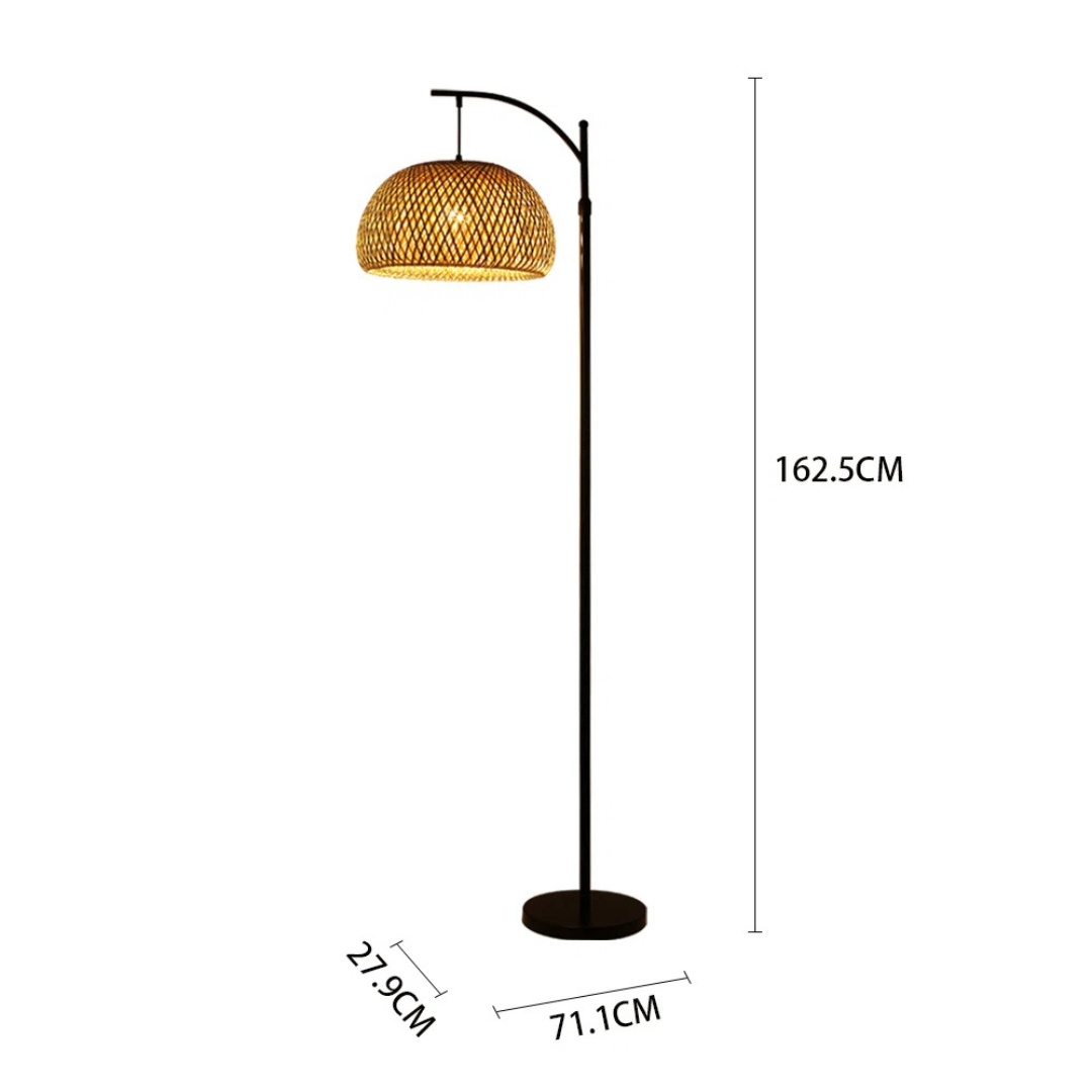 Modern Wicker Floor Lamp With Black Frame, dimensions.