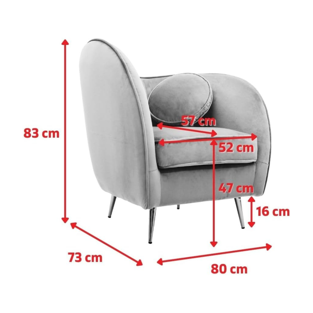 Multi Colour Curved Accent Patchwork Armchair, dimensions.