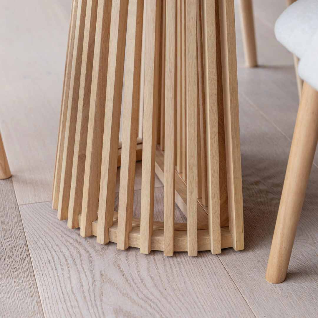 Oak Scandinavian Style Dining Room Table, close up of frame.