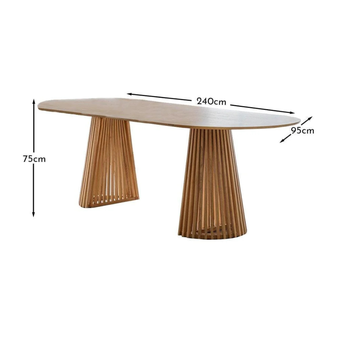 Oak Scandinavian Style Dining Room Table, dimensions.