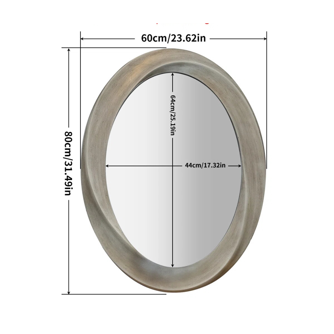 Oval Contemporary Baroque Style Mirror, dimensions.
