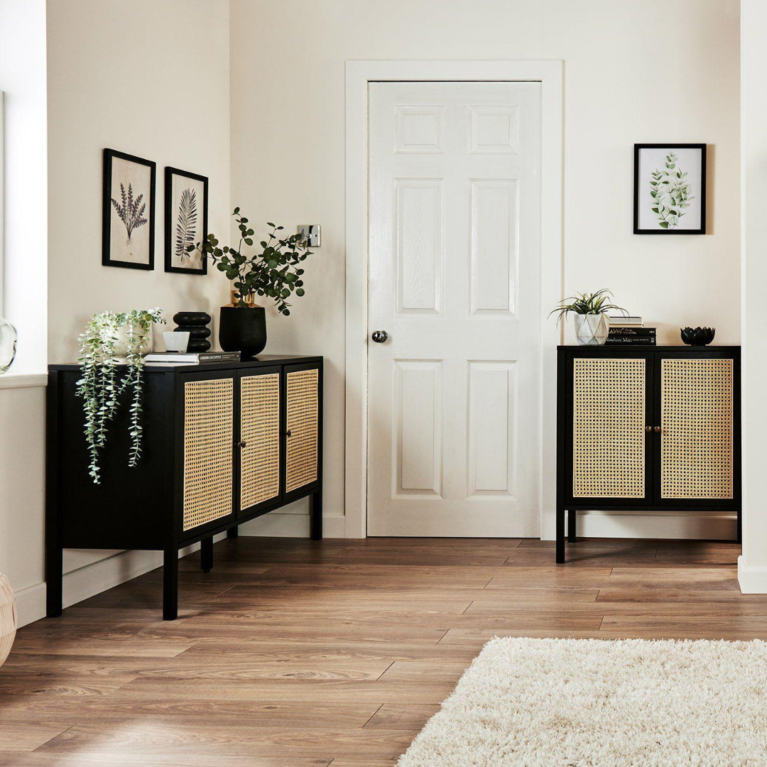 Rattan Black Cabinet Sideboard