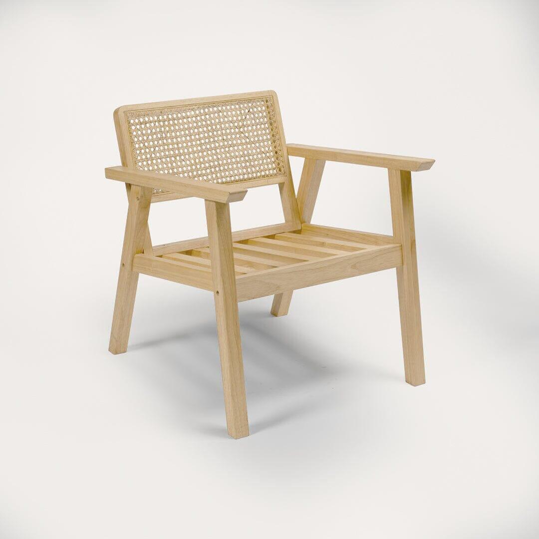 Rattan Wood Accent Chair side view without cushion