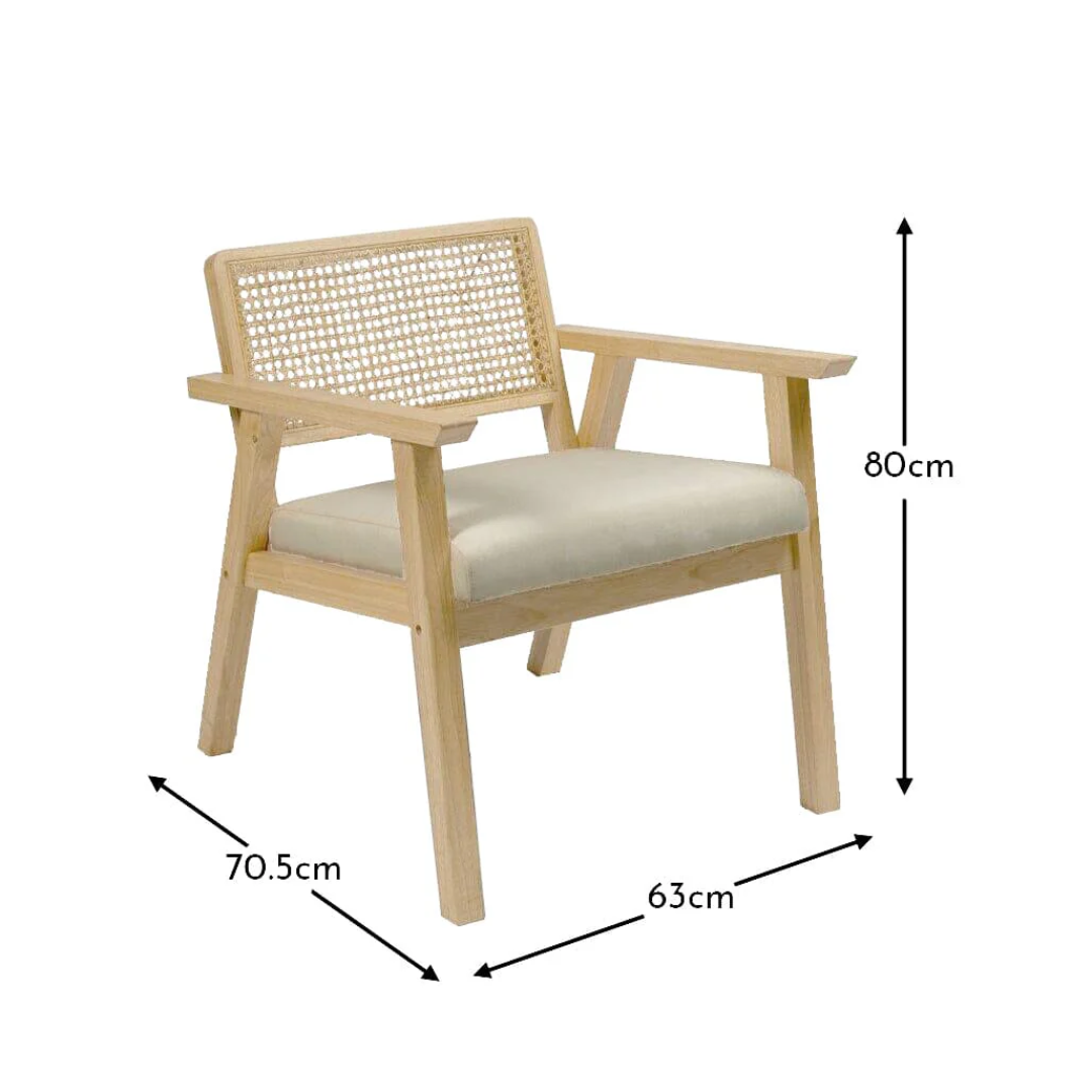 Rattan Wood Accent Chair size dimensions