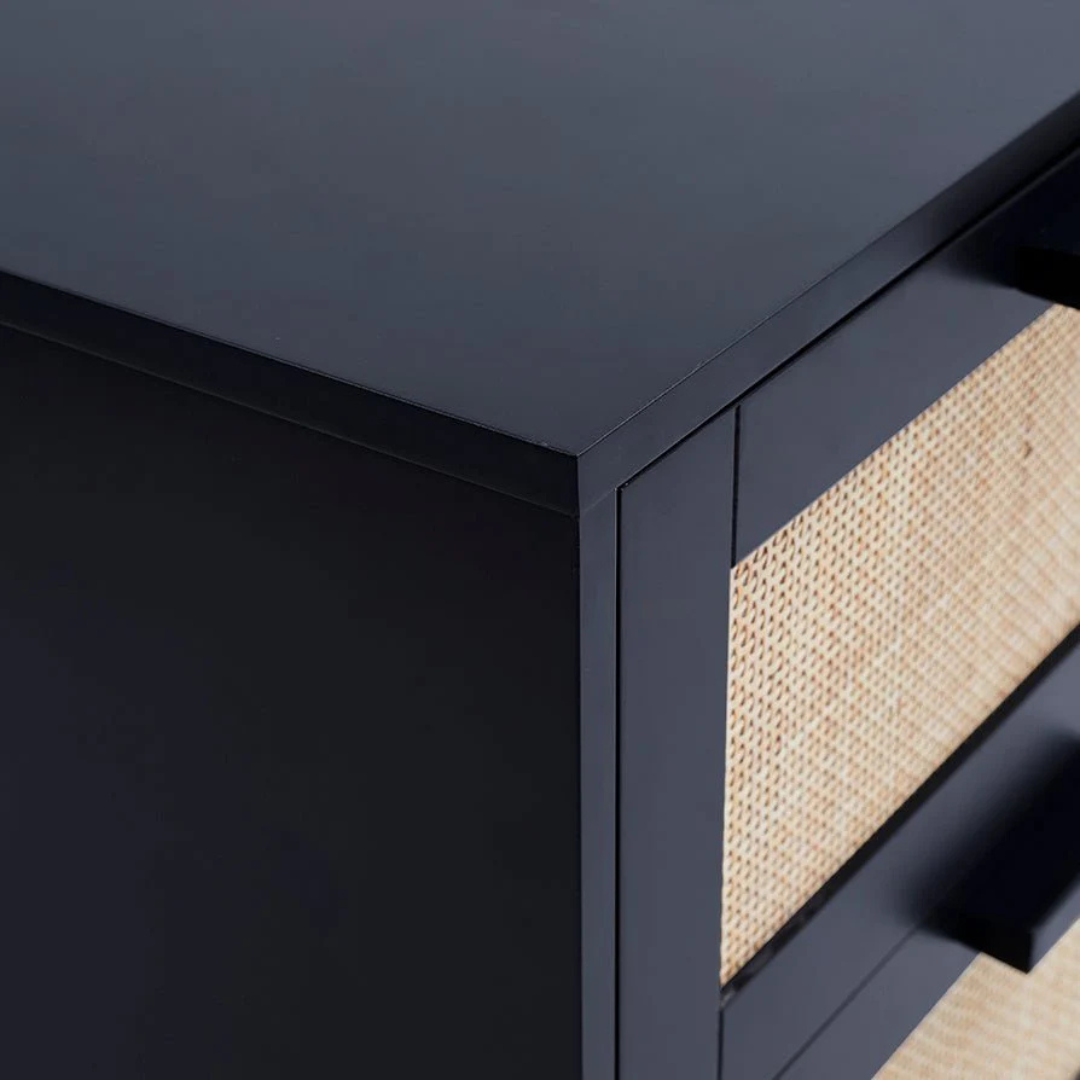 Black cabinet with woven texture on a white background