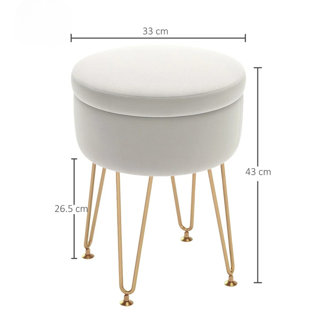 Small Ottoman Round With Storage, dimensions.
