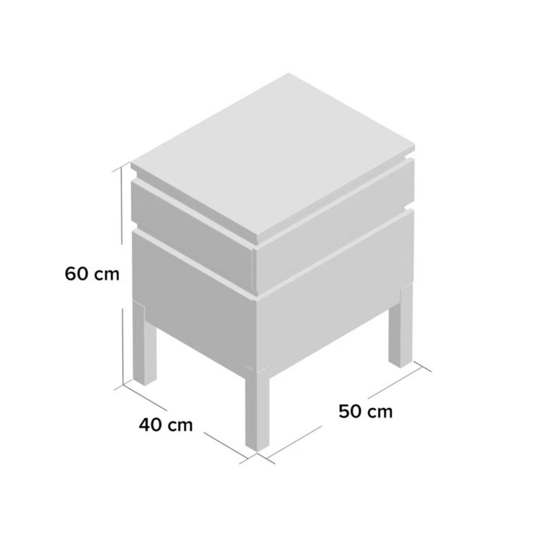 Solid Wood Black Modern Bedside Table, dimensions.