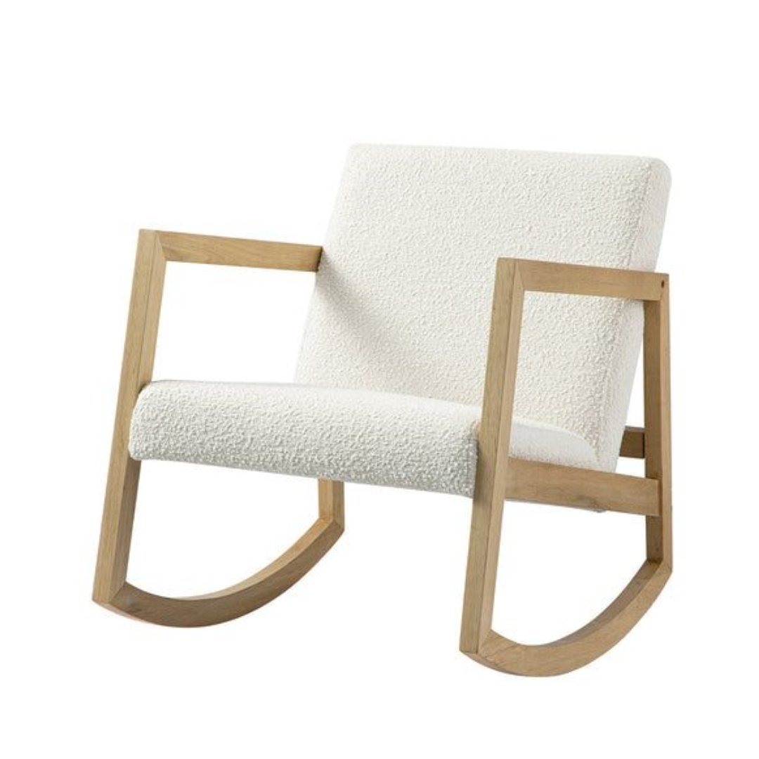 Solid Wood Boucle Nursery Chair