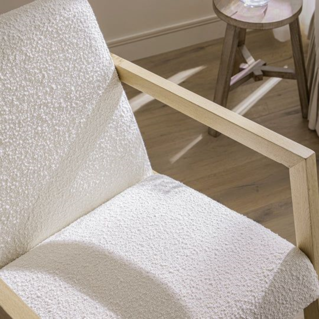 Solid Wood Boucle Nursery Chair