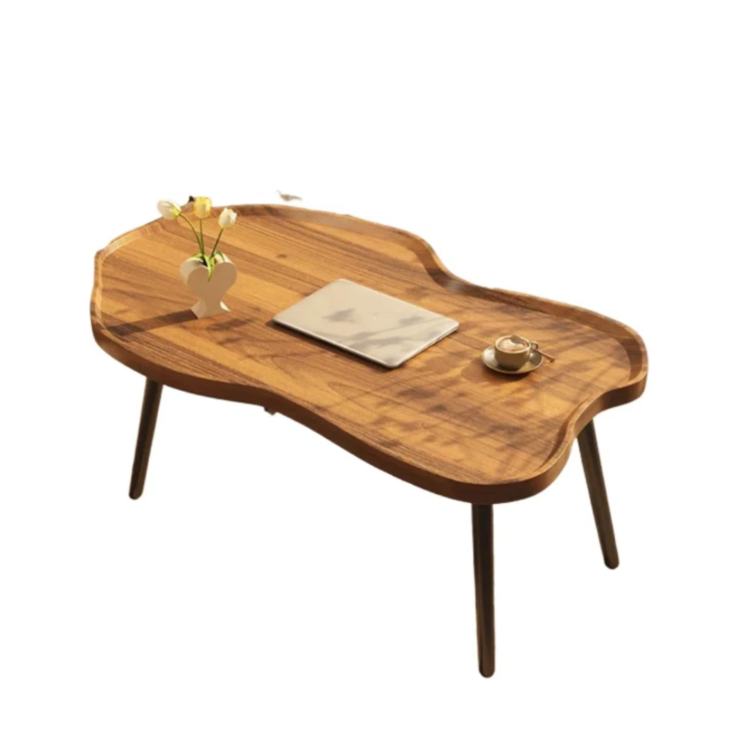 Solid wood cloud coffee table with curved edges, white background.