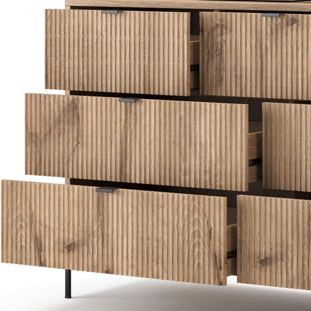 Solid Wood Fluted Chest Of Drawers Mid Century Modern