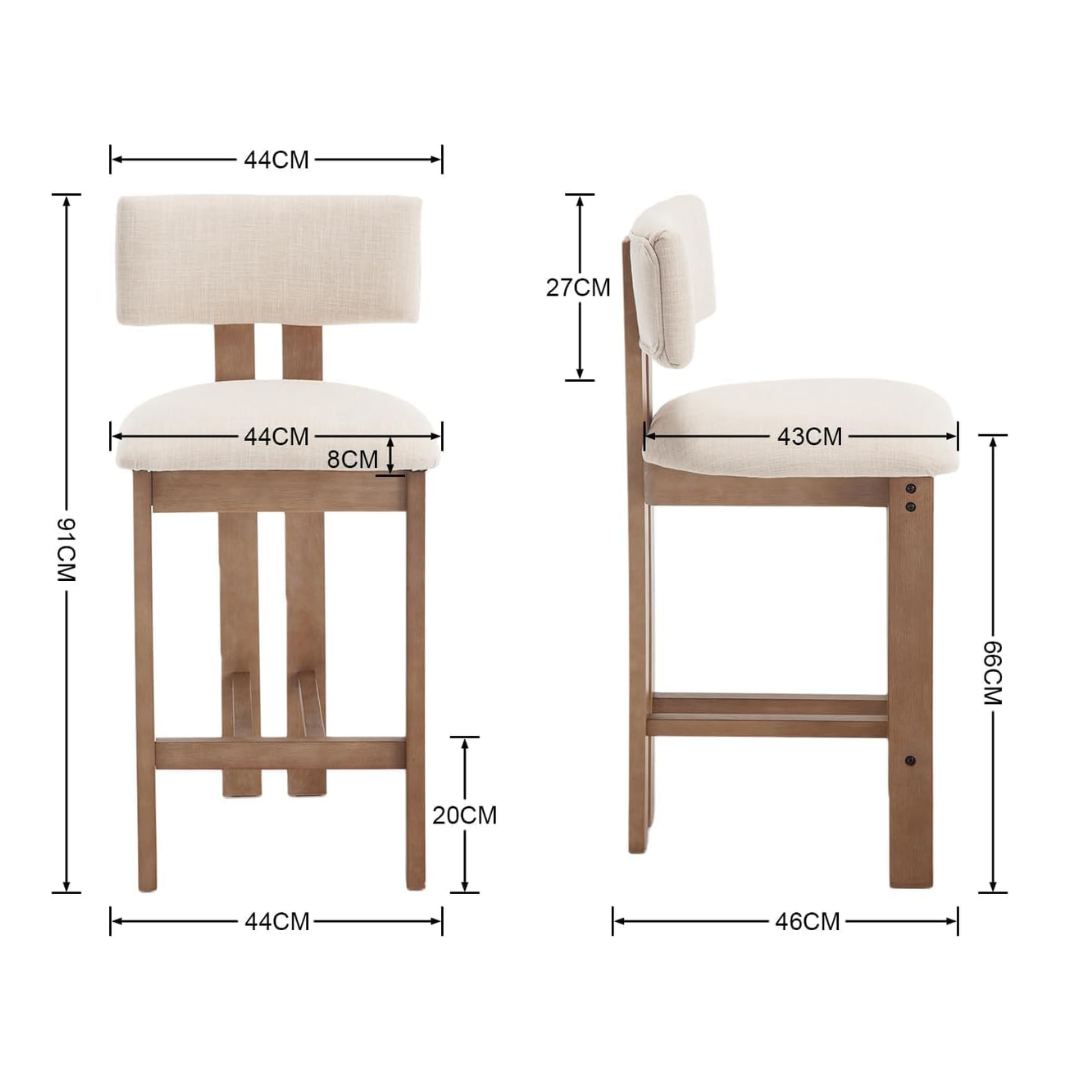 Solid Wood Scandinavian Bar Stools - Set Of Two size dimensions