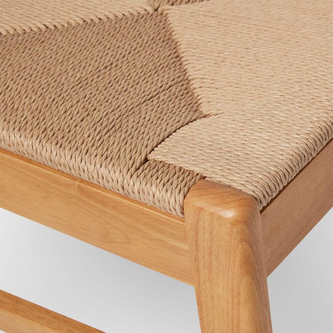Solid Wood Woven Chairs Dining close up of the woven seat and wood frame