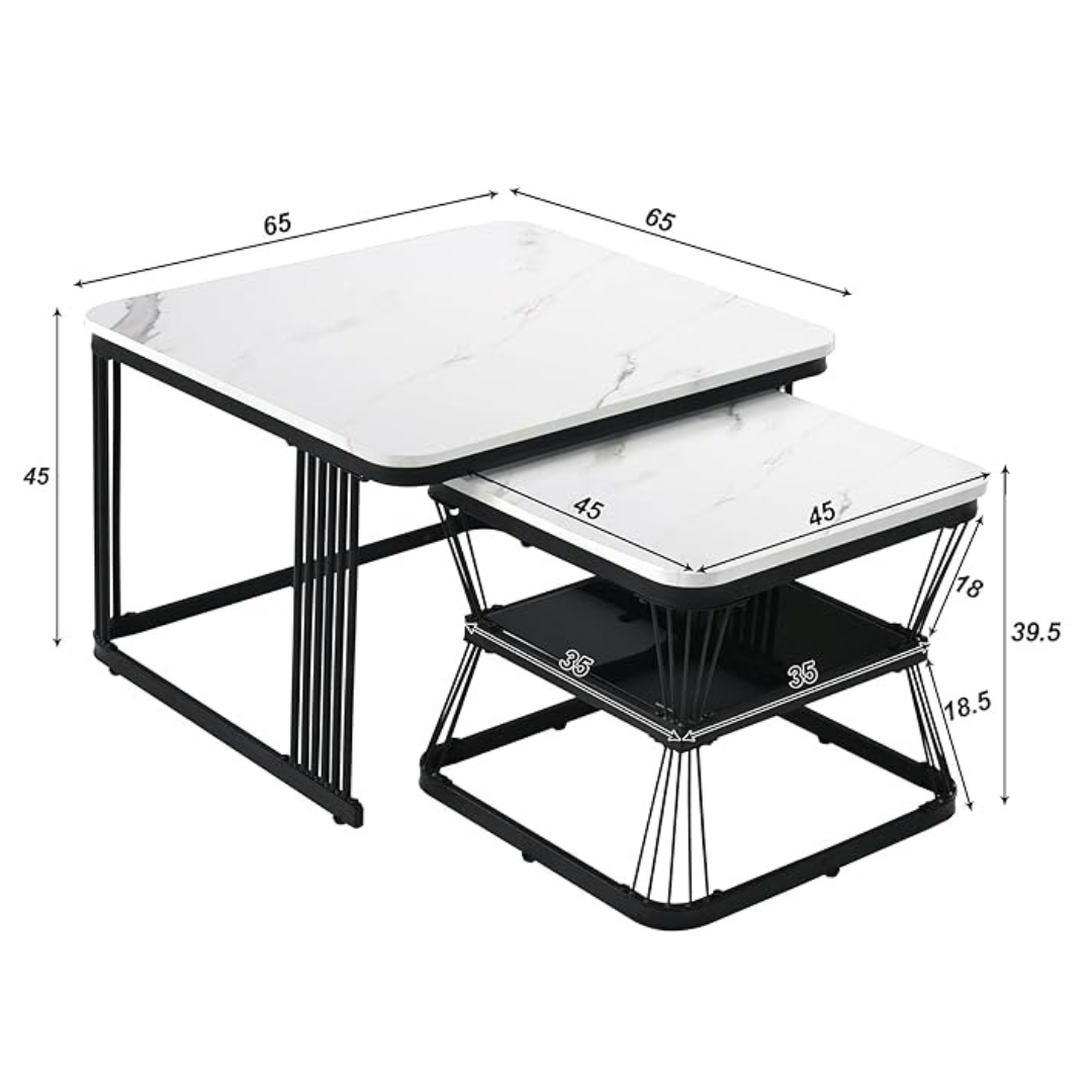Square Modern Nest Of Table, dimensions.