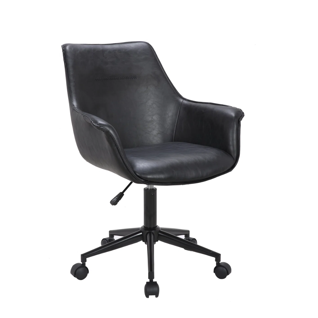 Swivel Office Chair Black Leather