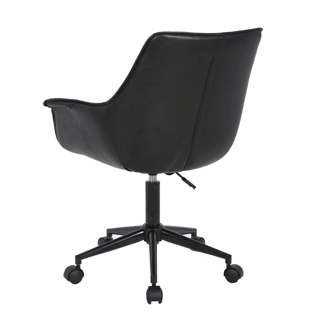 Swivel Office Chair Black Leather