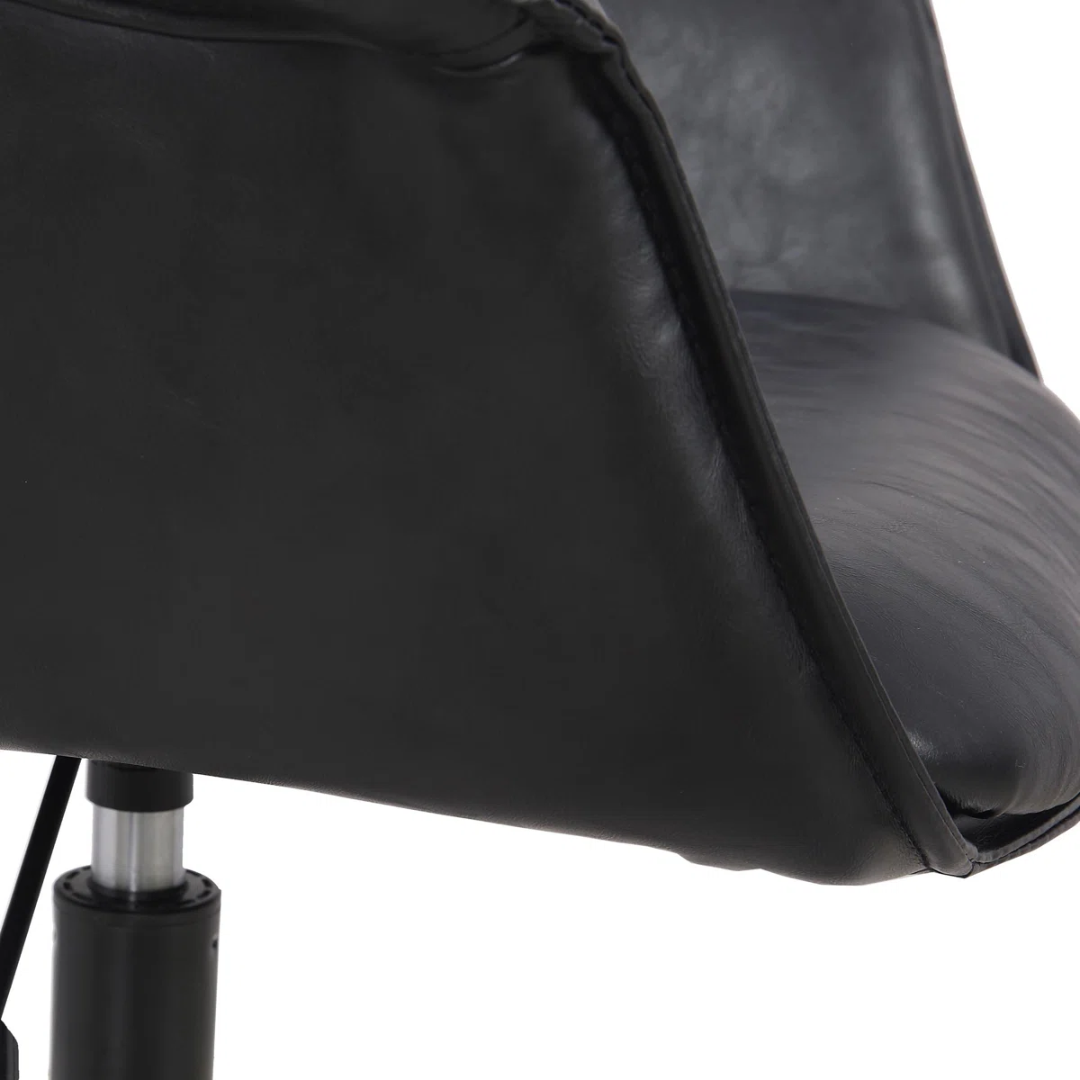 Swivel Office Chair Black Leather