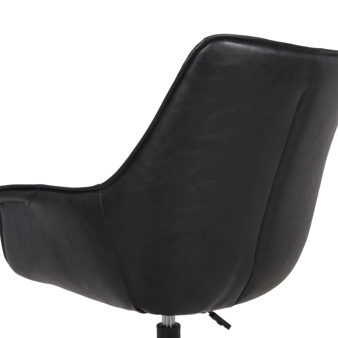 Swivel Office Chair Black Leather