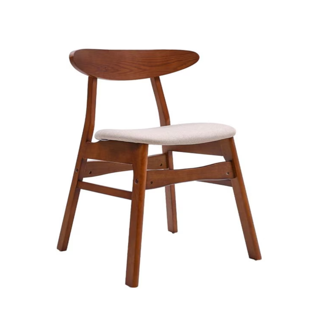 Upholstered Walnut Dining Chair side view
