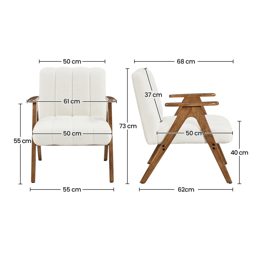 Walnut Frame Boucle Accent Chair