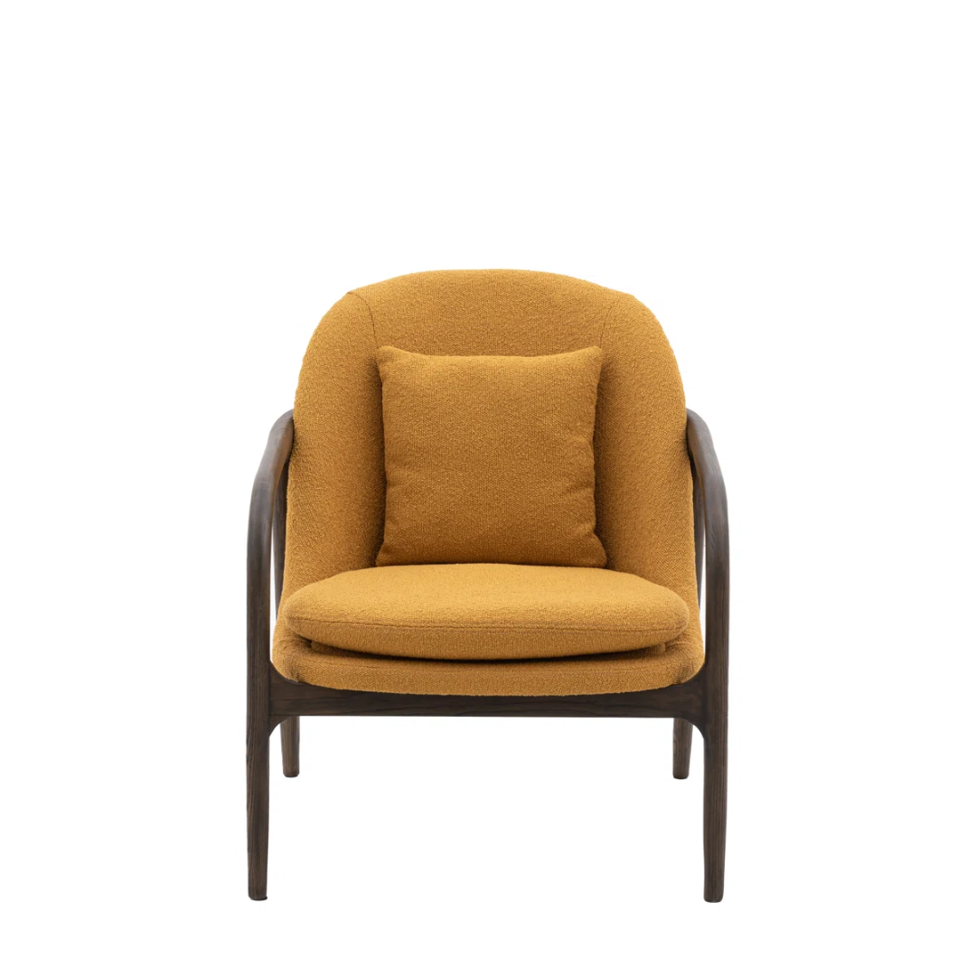 Walnut Frame Mustard Accent Chair