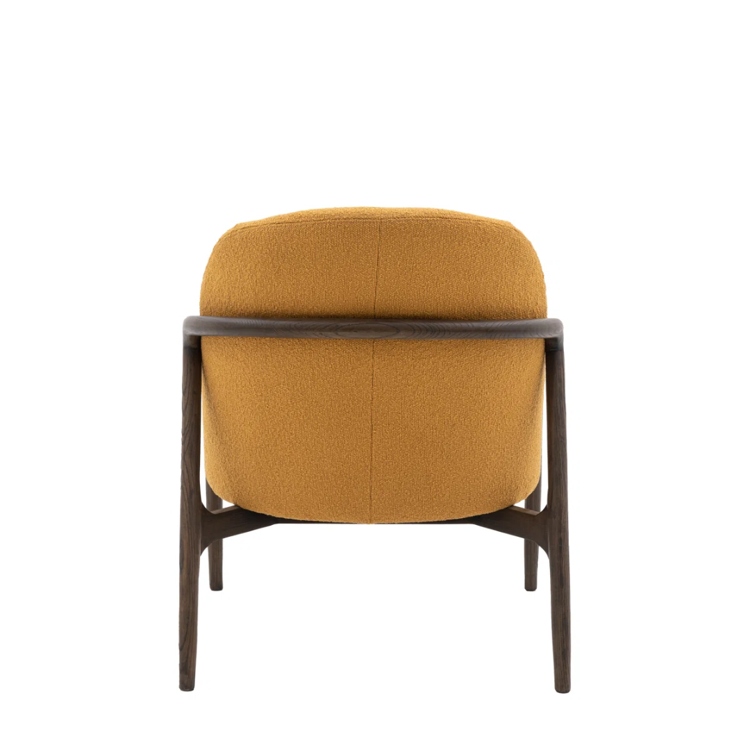 Walnut Frame Mustard Accent Chair