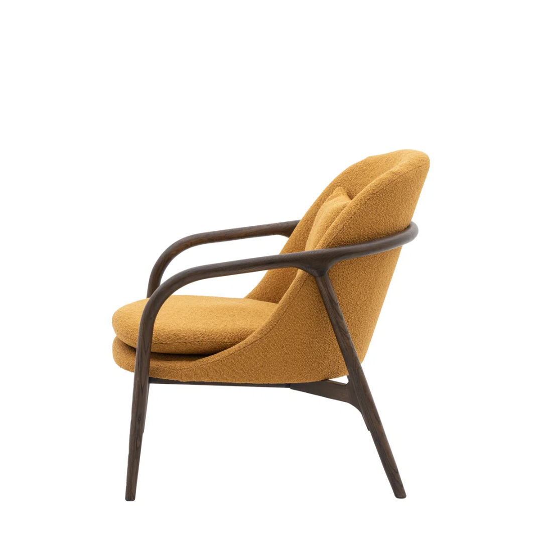 Walnut Frame Mustard Accent Chair