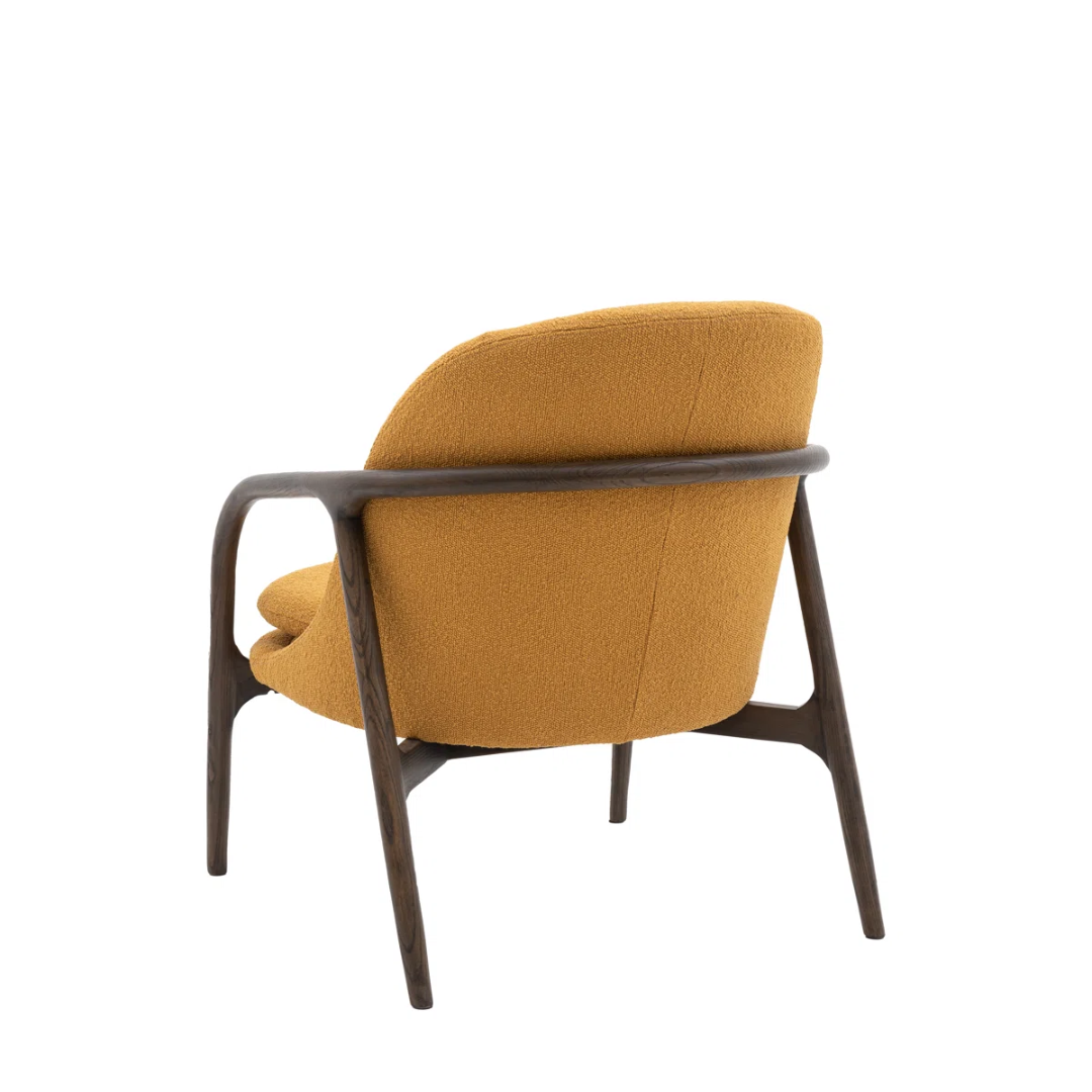 Walnut Frame Mustard Accent Chair