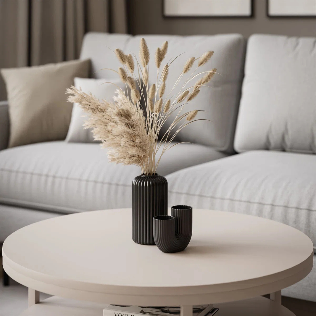 White Minimalist 2 Tier Coffee Table with round shape, highlighting the top of the table