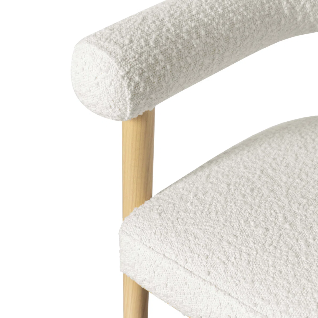 White Boucle Scandinavian Bar Stools