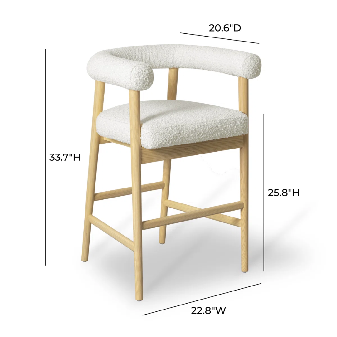 White Boucle Scandinavian Bar Stools