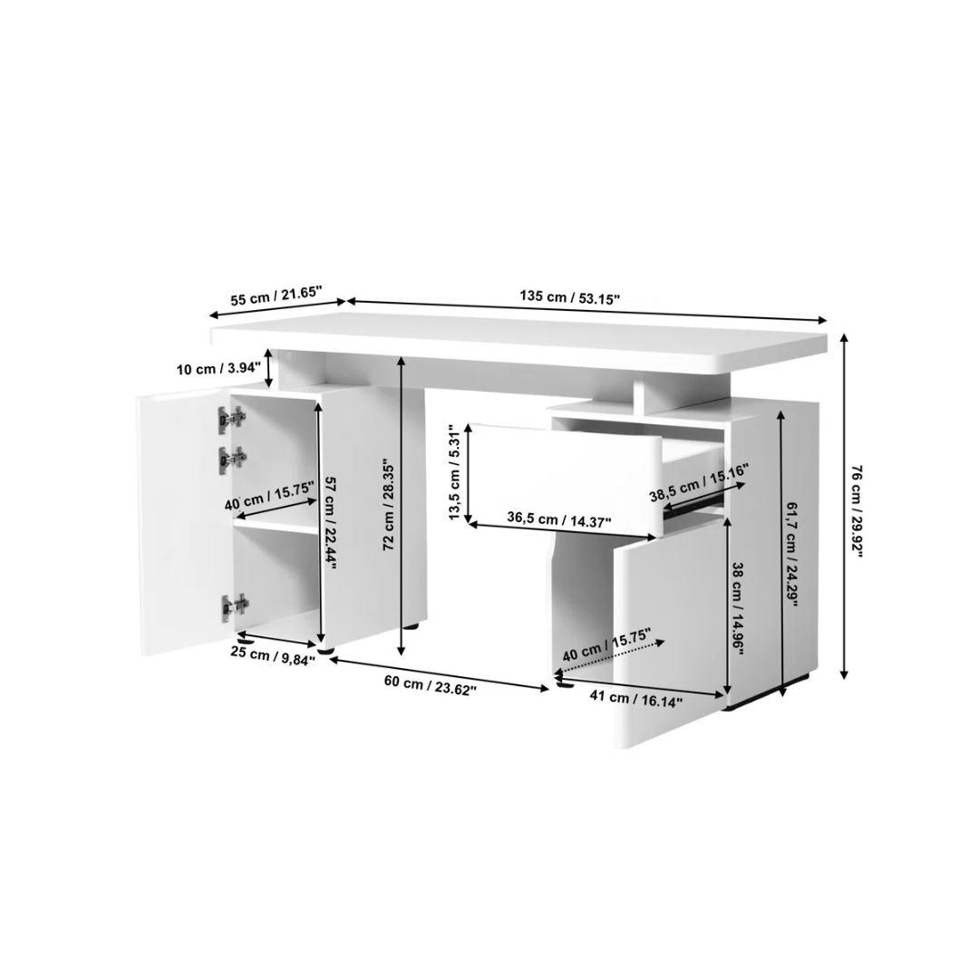 Wooden Contemporary Home Office Desk, dimensions.