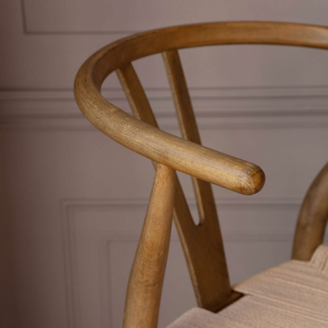 Woven Rattan Bar Stools With Backs close up of the solid wood