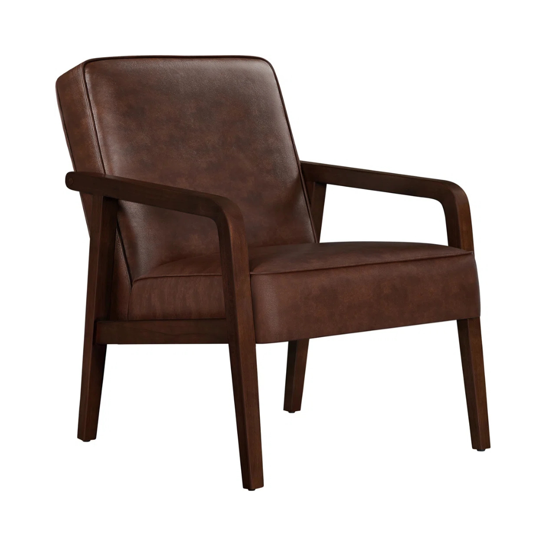Faux Brown Leather Armchair