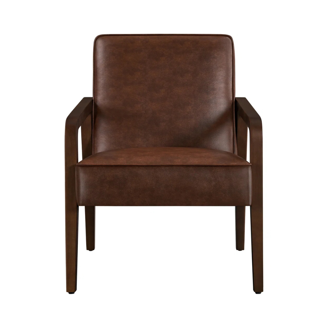 Faux Brown Leather Armchair