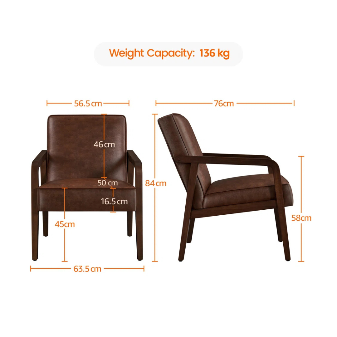 Faux Brown Leather Armchair