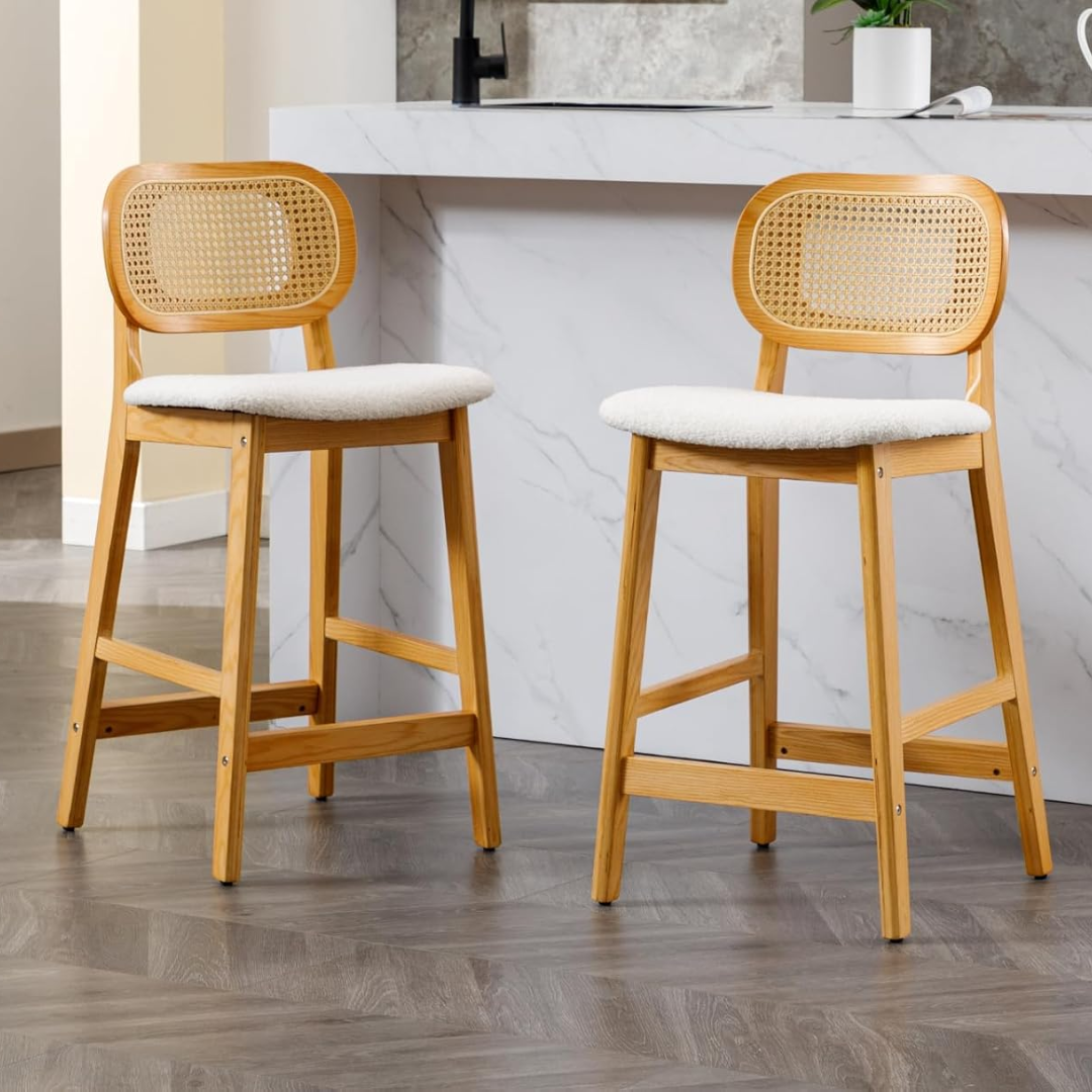 Rattan Kitchen Stools Set Of Two