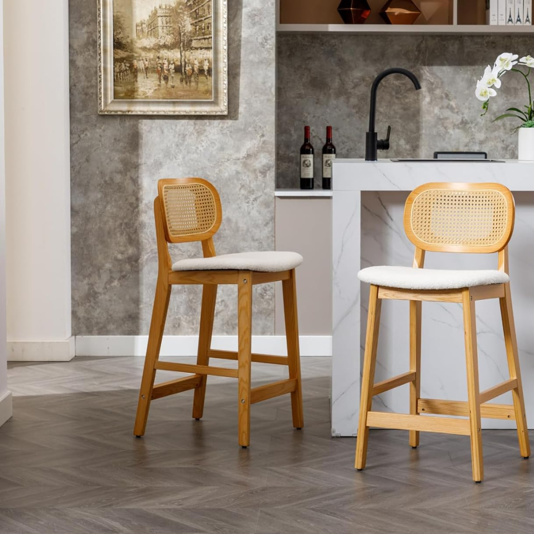 Rattan Kitchen Stools Set Of Two