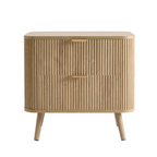 Wooden nightstand with a textured surface on a white background