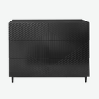 6 Geometric Black Bedroom Drawers, white background, front view.