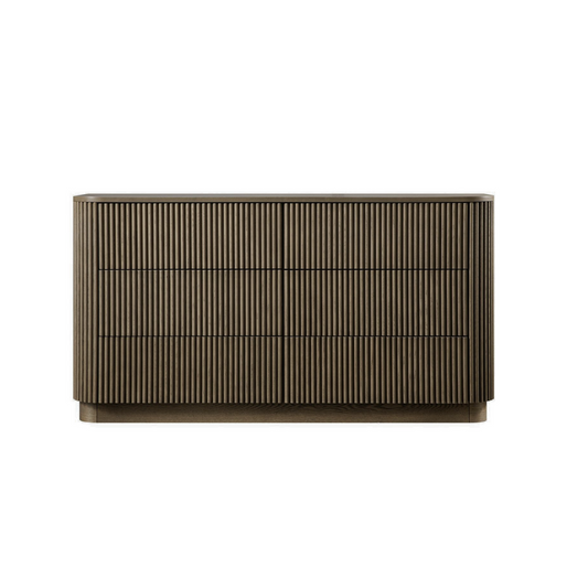 6 Drawer Fluted Chest Of Drawers Dark Oak
