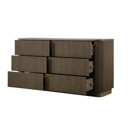 6 Drawer Fluted Chest Of Drawers Dark Oak