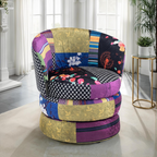 Accent Patchwork Fabric Swivel Armchair, set in a modern home.