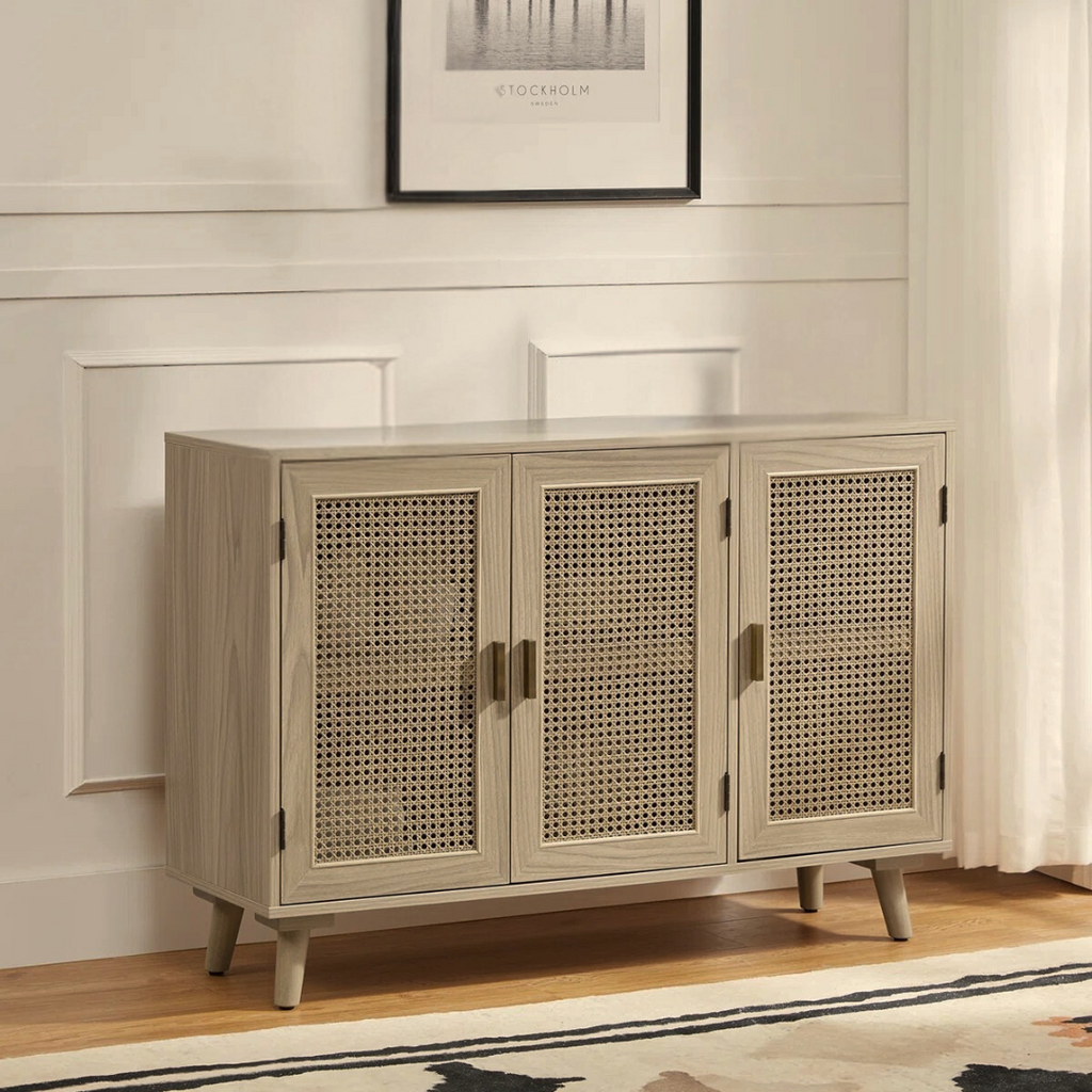 Acorn Rattan Sideboard With Storage, sat in a modern home.