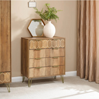 Art Deco Wooden Bedroom Chests Of Drawers, set in a modern bedroom.