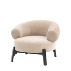 Beige armchair with black legs on a white background