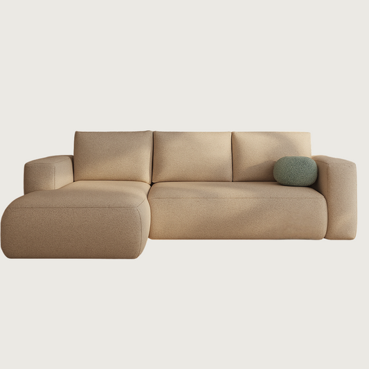 Beige L-Shape Modern Boucle Corner Sofa, Left Hand.