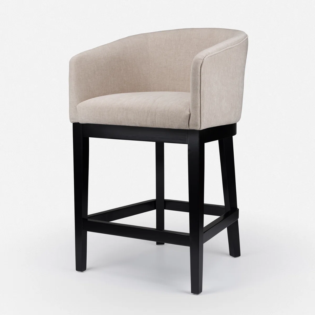Beige Upholstered Modern Contemporary Bar Stool