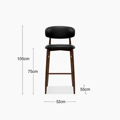 Black Dark Wood Bar Stool Faux Leather
